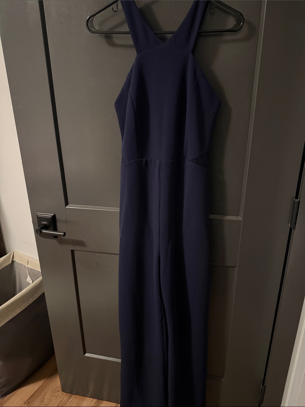 Lulu's Navy One-Shoulder Jumpsuit Dress